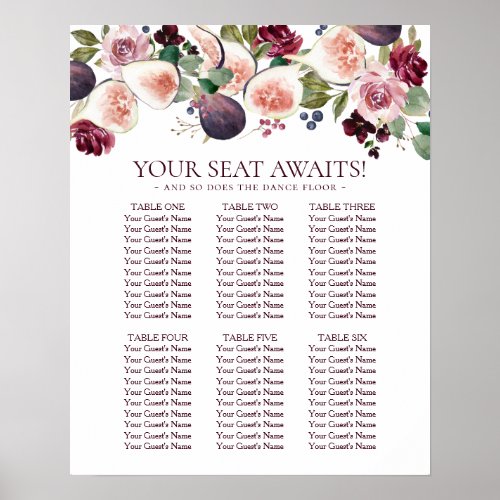 Blooming Figs  Moody Rustic Fruit Seating Chart