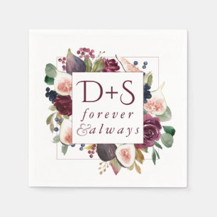 Blooming Figs   Moody Rustic Monogram Wreath Napkins
