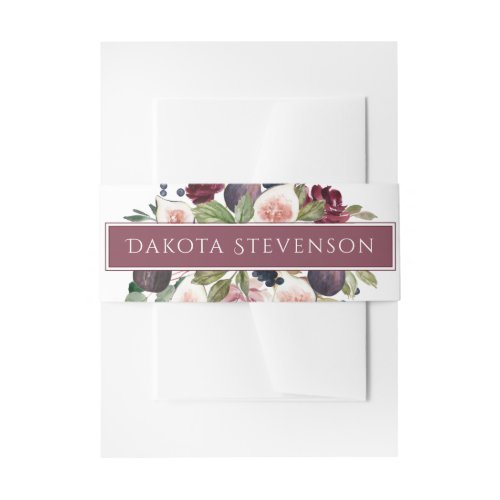 Blooming Figs  Moody Watercolor Floral Custom Invitation Belly Band