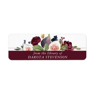 Blooming Figs Rustic Floral Garland Library Book Label
