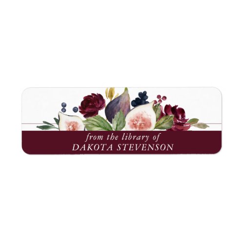 Blooming Figs  Rustic Floral Garland Library Book Label