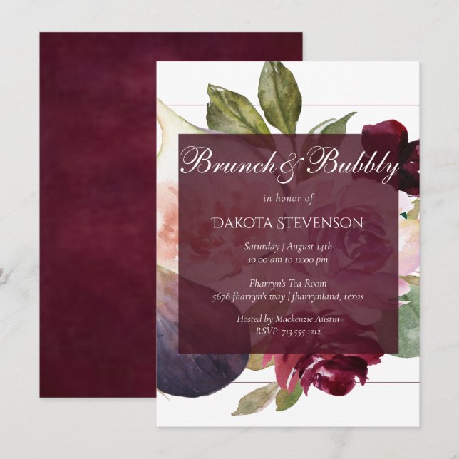 Blooming Figs | Rustic Fruit Blossom Bridal Brunch Invitation (Front/Back)