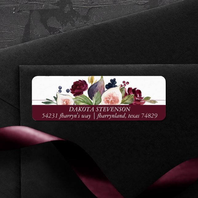 Blooming Figs | Rustic Fruit Blossom Moody Address Label (Creator Uploaded)