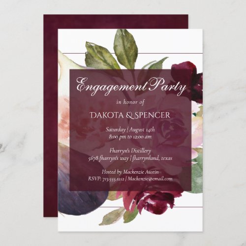 Blooming Figs  Rustic Fruit Blossoms Engagement Invitation