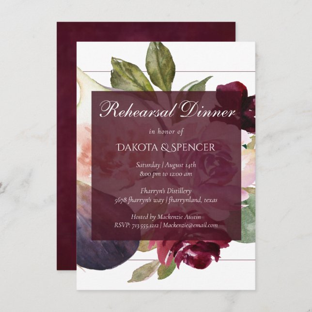 Blooming Figs | Rustic Fruit Blossoms Rehearsal Invitation (Front/Back)