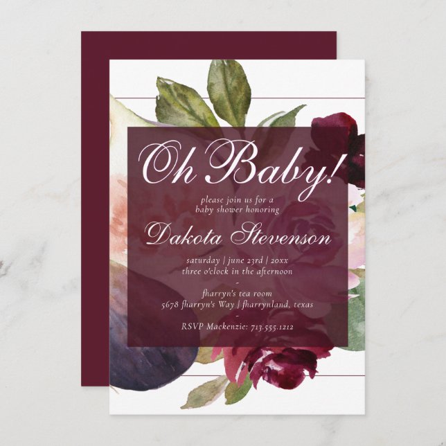Blooming Figs | Rustic Fruit Moody Blossom Oh Baby Invitation (Front/Back)