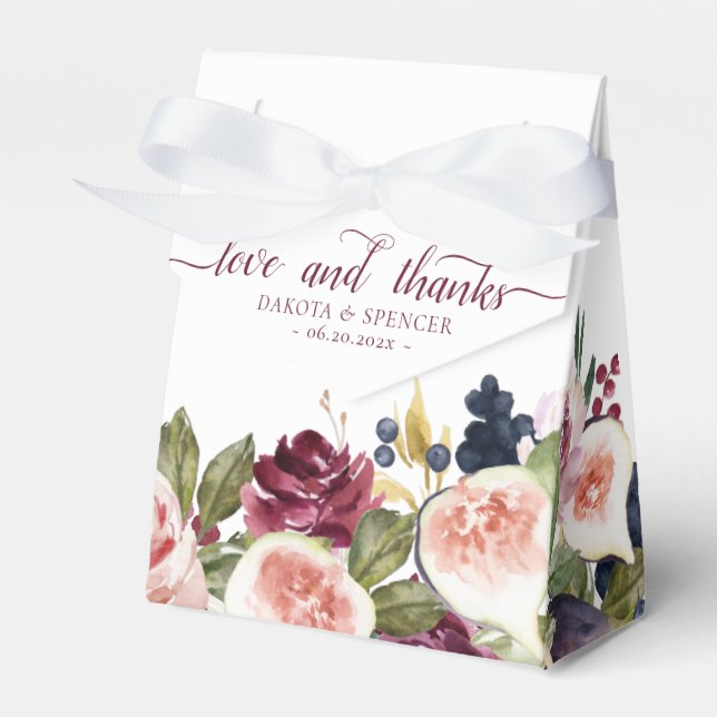 Blooming Figs | Rustic Moody Love and Thanks Favor Boxes (Front Side)