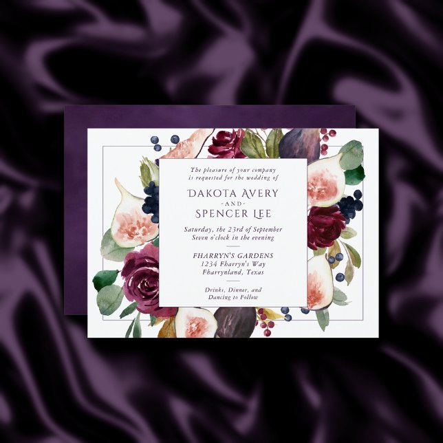 Blooming Figs | Vintage Moody Wine Wreath Frame Invitation (Creator Uploaded)