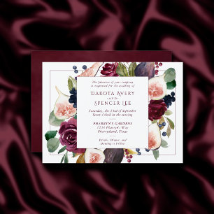 Blooming Figs   Vintage Moody Wine Wreath Frame Invitation