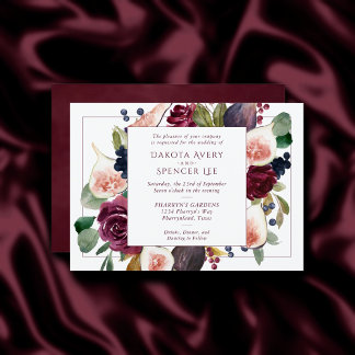 Blooming Figs | Vintage Moody Wine Wreath Frame Invitation