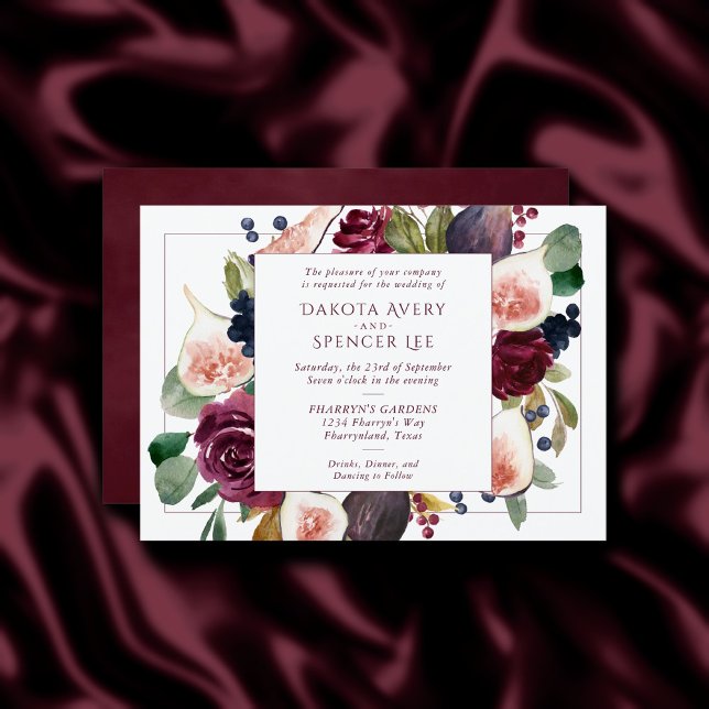 Blooming Figs | Vintage Moody Wine Wreath Frame Invitation (Creator Uploaded)