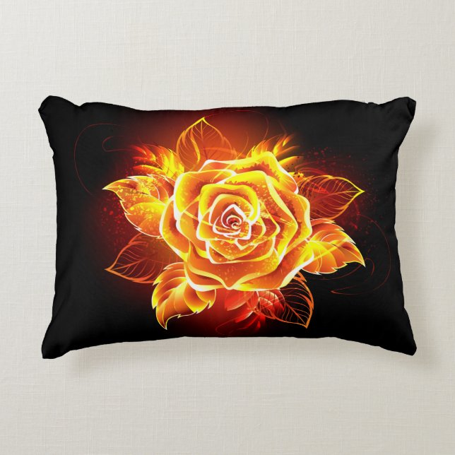 Blooming Fire Rose Accent Pillow (Front)