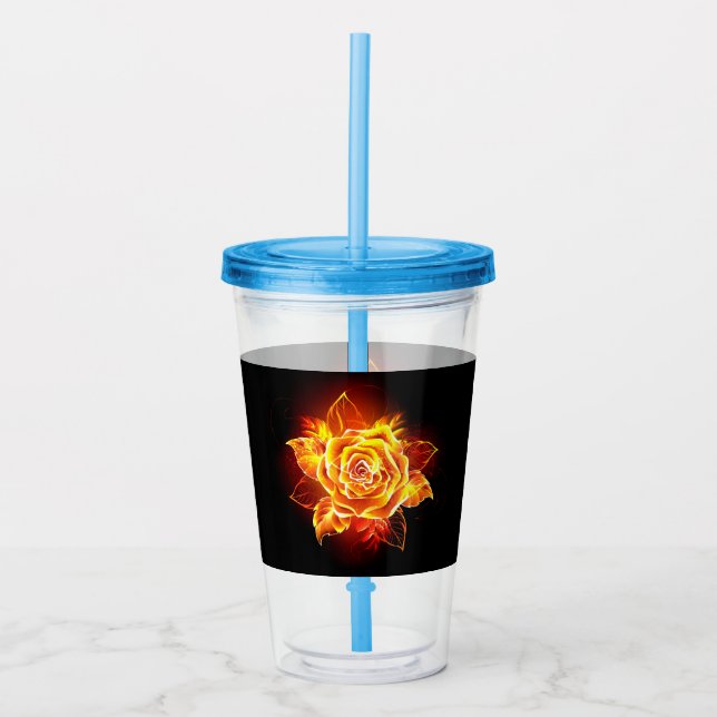 Blooming Fire Rose Acrylic Tumbler (Front)
