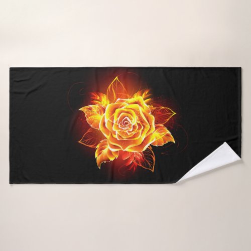 Blooming Fire Rose Bath Towel