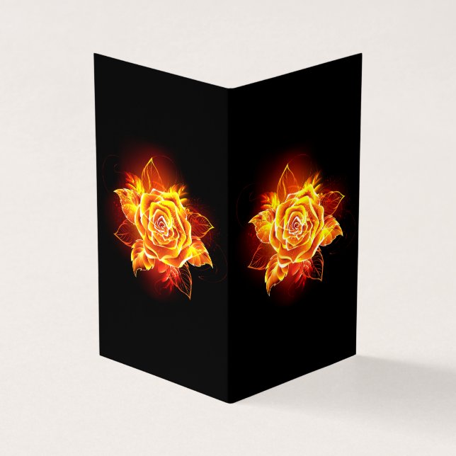 Blooming Fire Rose Business Card (Outside)