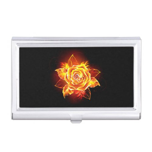 Blooming Fire Rose Business Card Case