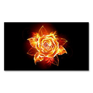 Blooming Fire Rose Business Card Magnet
