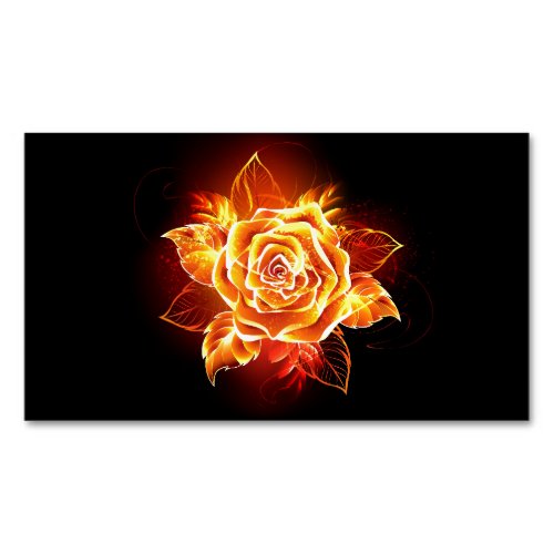 Blooming Fire Rose Business Card Magnet