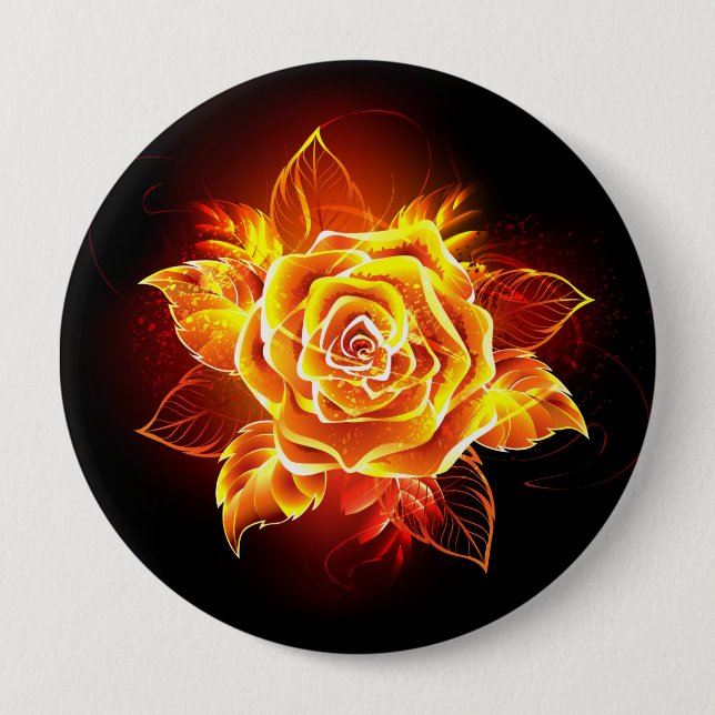 Blooming Fire Rose Button (Front)