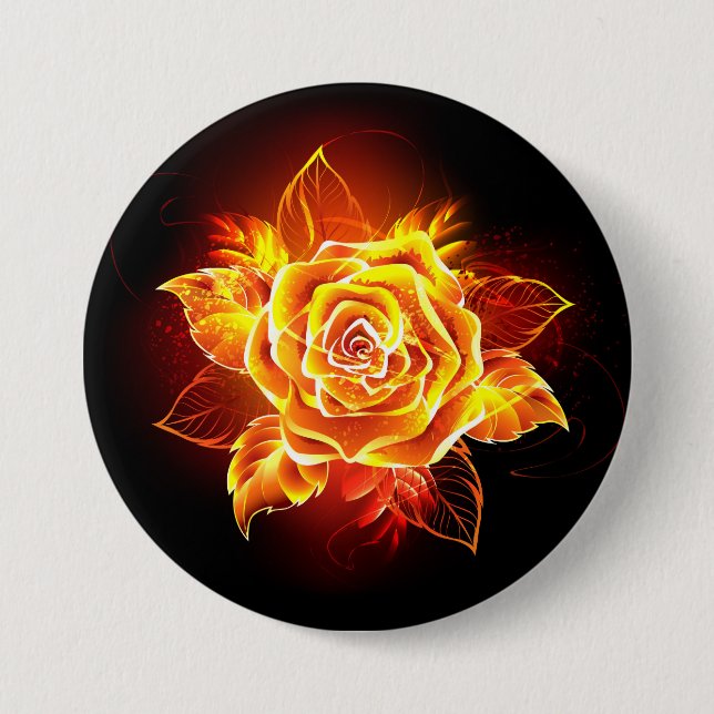 Blooming Fire Rose Button (Front)