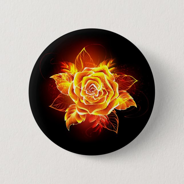Blooming Fire Rose Button (Front)