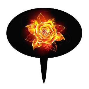 Blooming Fire Rose Cake Topper