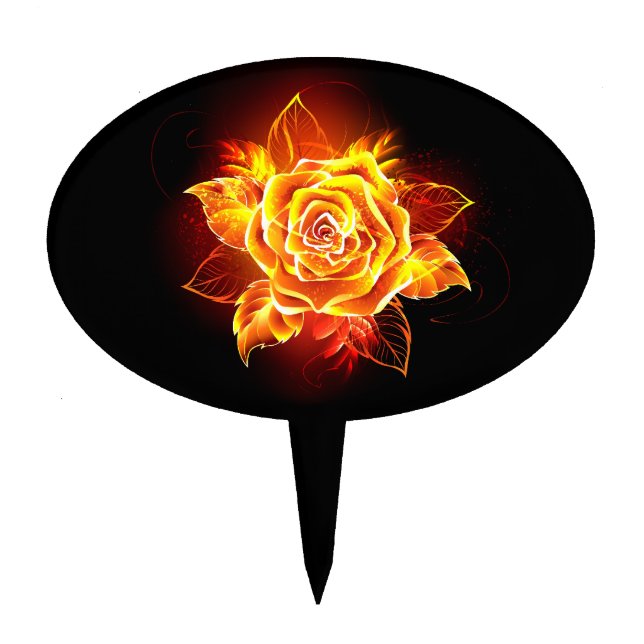 Blooming Fire Rose Cake Topper (Front)