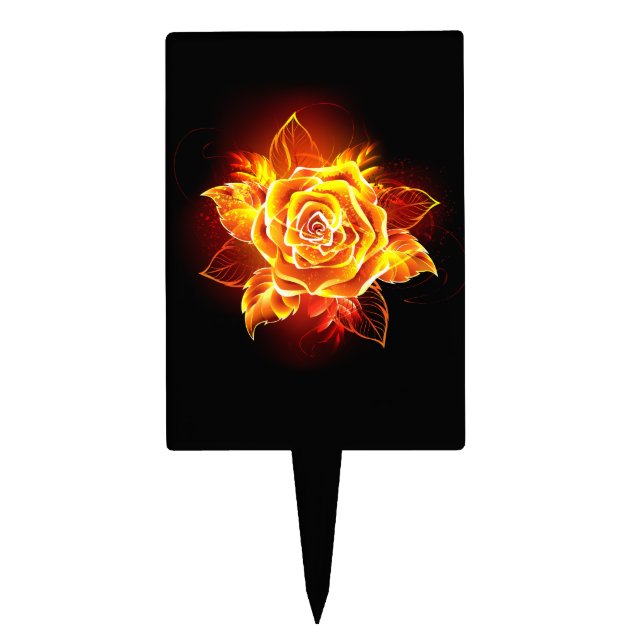 Blooming Fire Rose Cake Topper (Front)