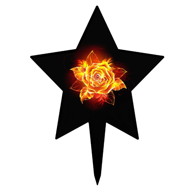 Blooming Fire Rose Cake Topper (Front)