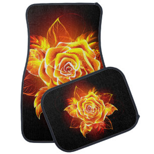 Blooming Fire Rose Car Floor Mat