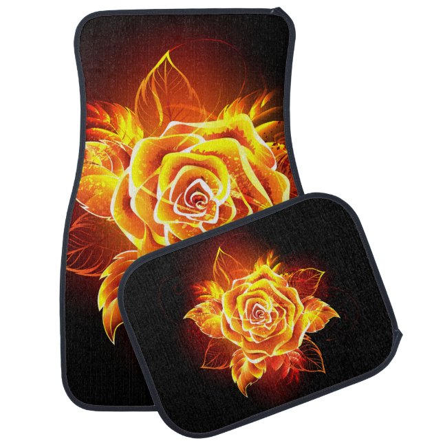 Blooming Fire Rose Car Floor Mat (Set)