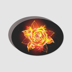 Blooming Fire Rose Car Magnet