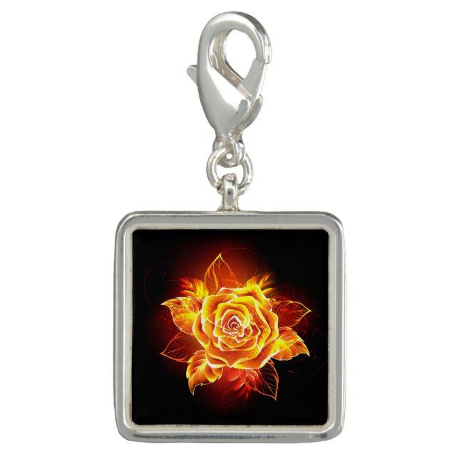 Blooming Fire Rose Charm (Front)
