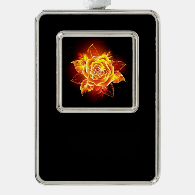 Blooming Fire Rose Christmas Ornament (Front)