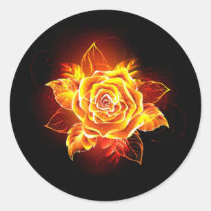Blooming Fire Rose Classic Round Sticker