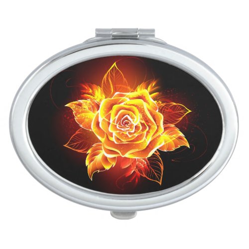Blooming Fire Rose Compact Mirror
