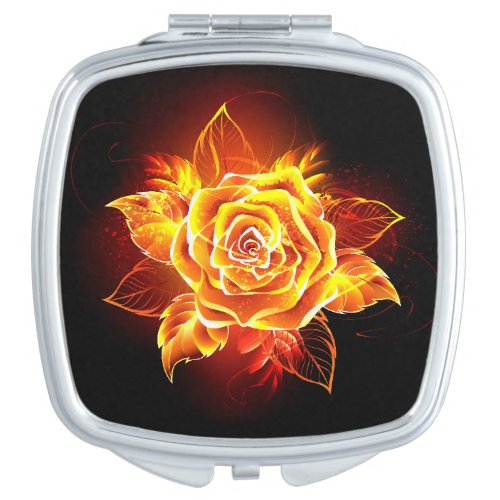 Blooming Fire Rose Compact Mirror