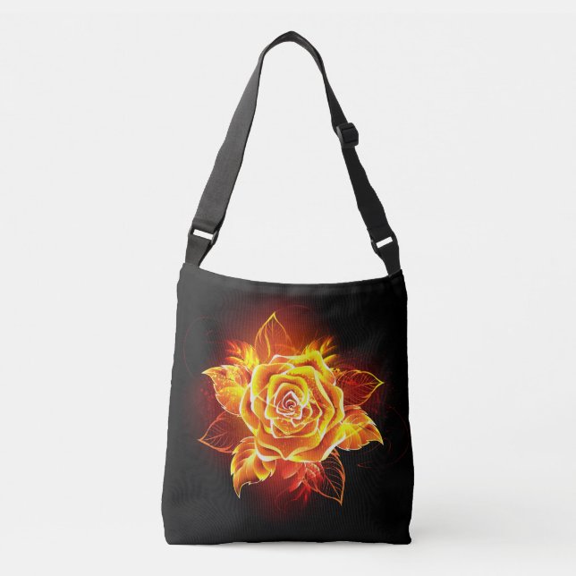 Blooming Fire Rose Crossbody Bag (Front)