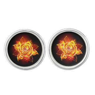 Blooming Fire Rose Cufflinks