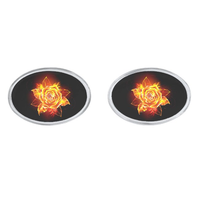 Blooming Fire Rose Cufflinks (Front)