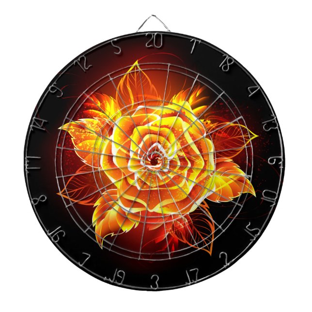 Blooming Fire Rose Dart Board (Front)