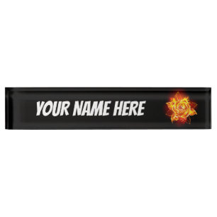 Blooming Fire Rose Desk Name Plate