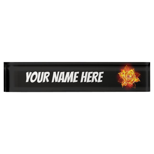 Blooming Fire Rose Desk Name Plate (Front)