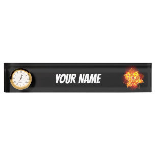 Blooming Fire Rose Desk Name Plate