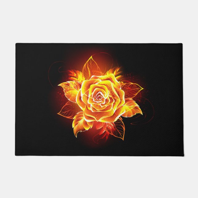 Blooming Fire Rose Doormat (Front)