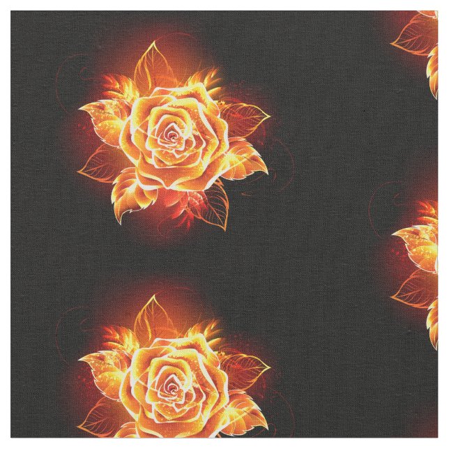 Blooming Fire Rose Fabric (Close Up)