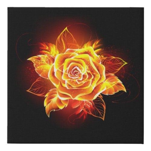 Blooming Fire Rose Faux Canvas Print