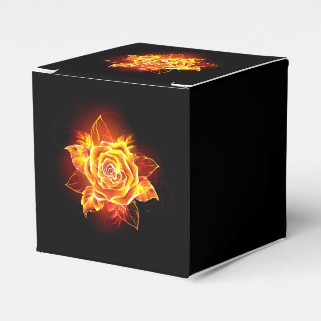 Blooming Fire Rose Favor Boxes (Front Side)