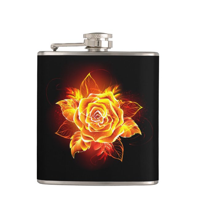 Blooming Fire Rose Flask (Front)
