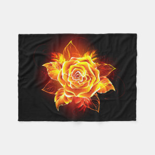 Blooming Fire Rose Fleece Blanket